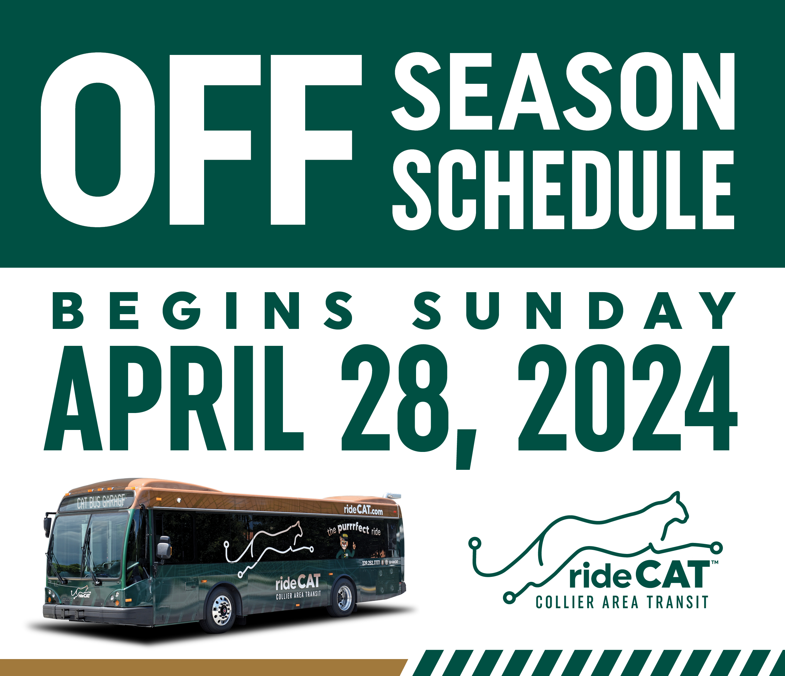 CAT’s Off-Season Schedule Begins on Sunday, April 28, 2024